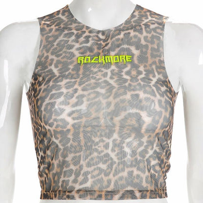 ROCK MORE Embroidery Leopard Crop Top – Edgy Streetwear & Night Out Fashion for Women
