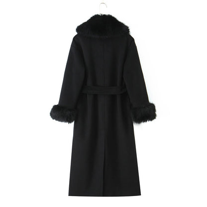 Sheep Wool High Quality Oversized Double Breasted Long Coats For Women