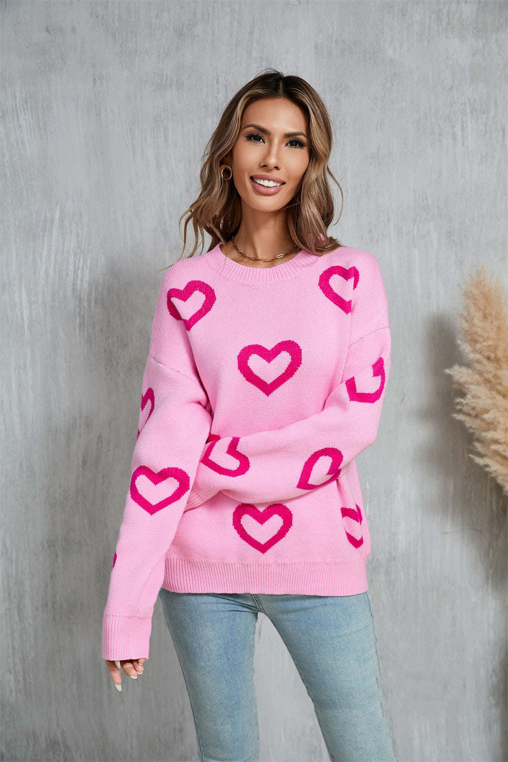 Valentine's Day Plus Size Street Style Pullover Sweater