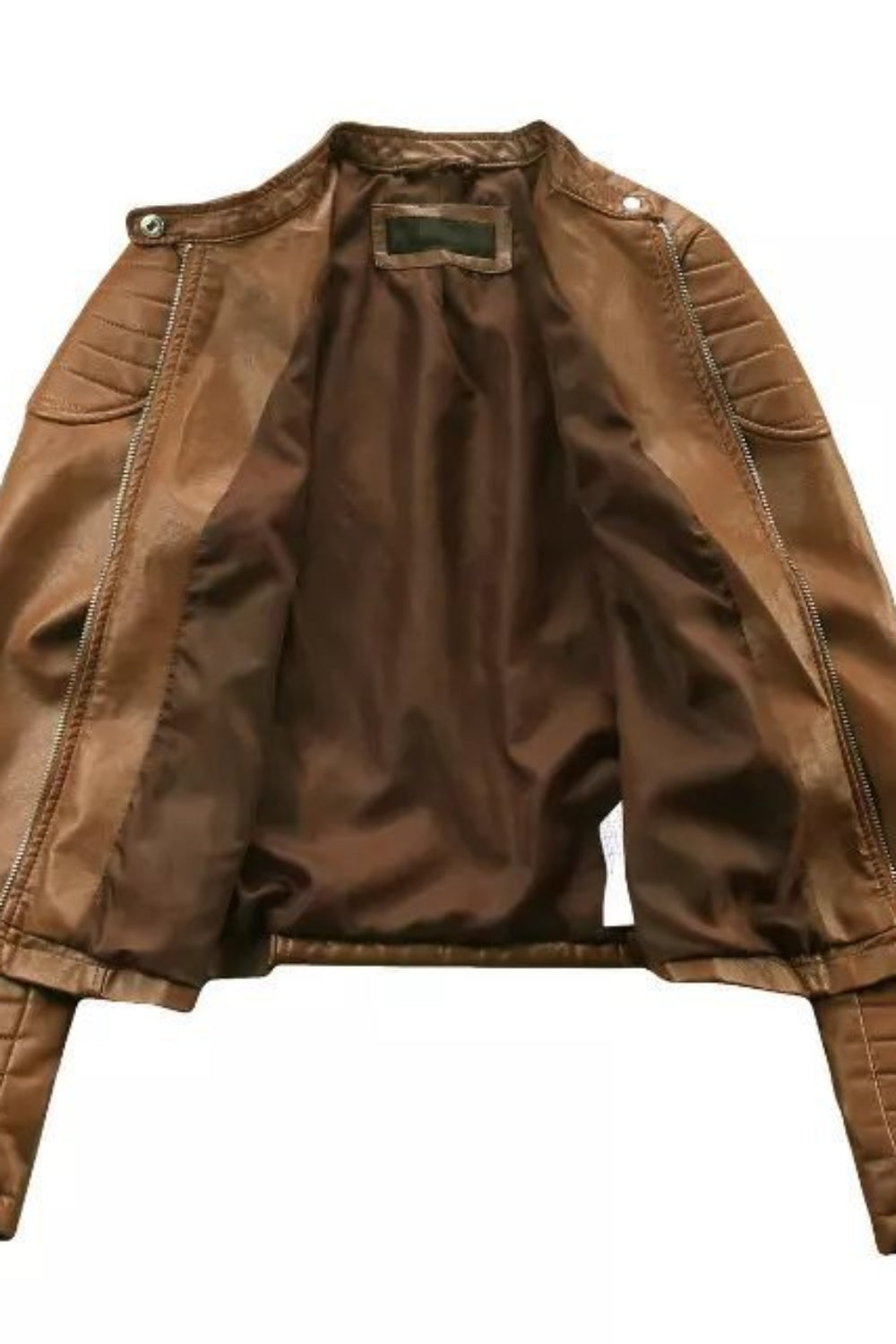 Brown leather jacket on a white background