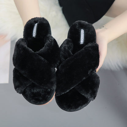 Open Toe Cross Band Linen Soled Indoor Slippers For Winter