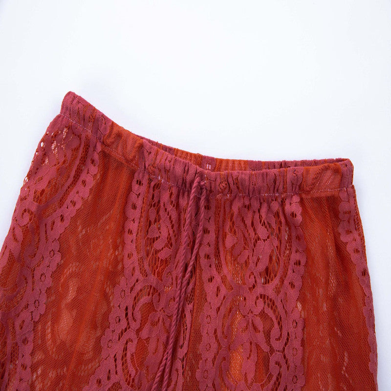 Sheer Lace Perspective Pants – High-Waist Feminine Summer Trousers