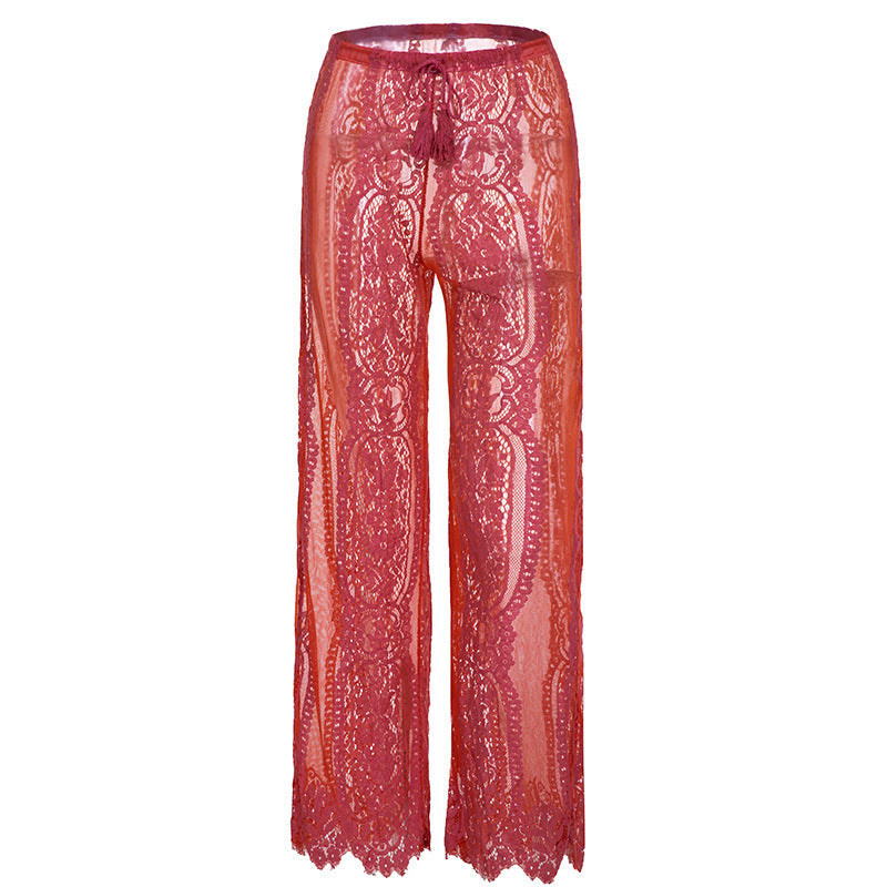 Sheer Lace Perspective Pants – High-Waist Feminine Summer Trousers