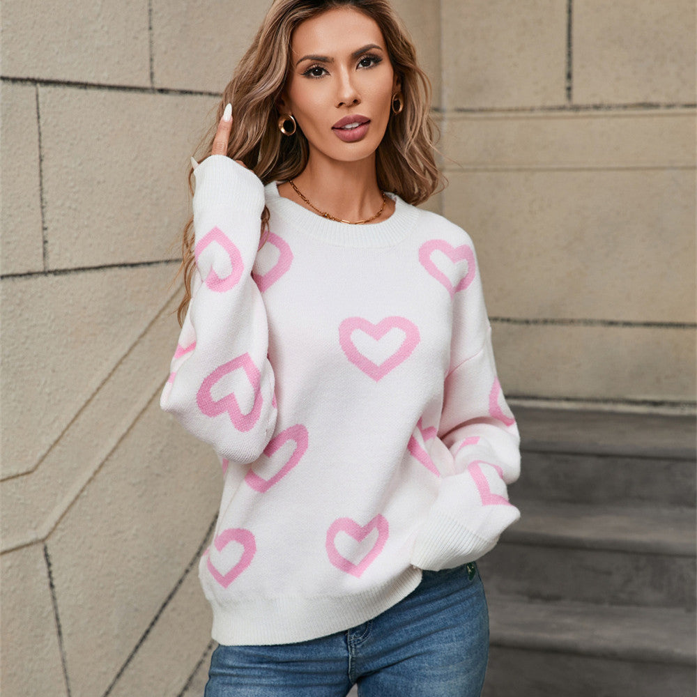 Valentine's Day Plus Size Street Style Pullover Sweater
