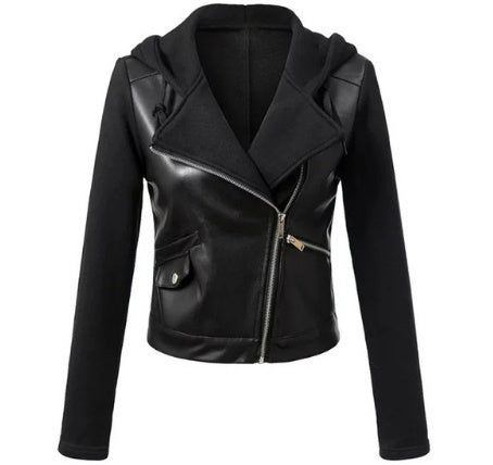 New Spring Autumn Style Turndown Collar Faux Leather Motorcycle Coats