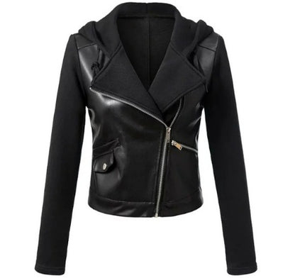 New Spring Autumn Style Turndown Collar Faux Leather Motorcycle Coats