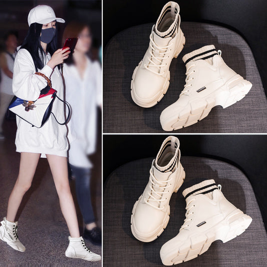 Women’s PU Leather Martin Short Boots | Korean Style Mid-Calf Boots for Everyday Wear