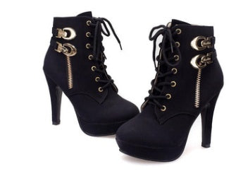 Platform Stiletto Boots for Women – Elegant 10cm Heel with Warm Velvet Lining