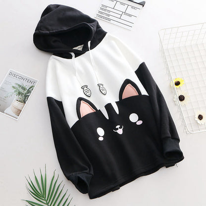 Black and White Cat Embroidery Sweater – Playful & Cozy Design