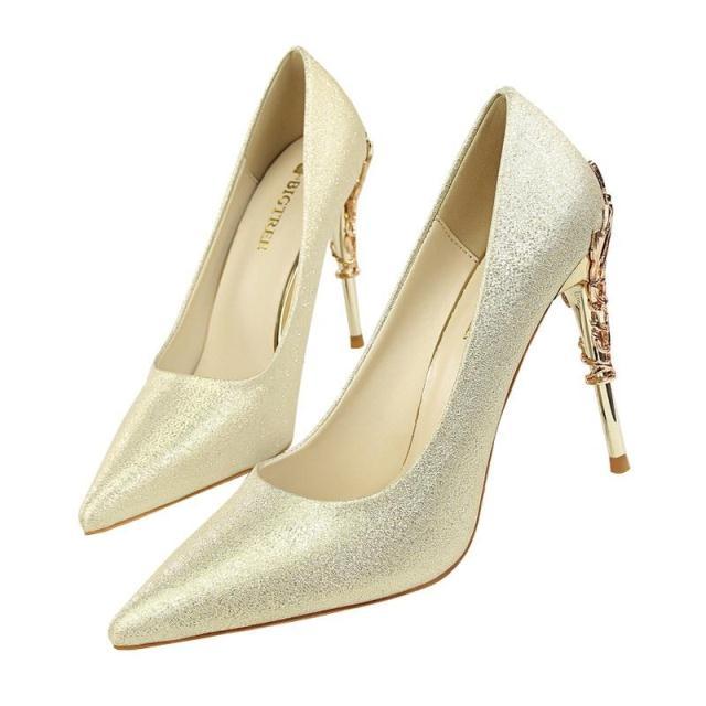 Women’s 10cm High Heel Shoes | Elegant Metal-Detail Pumps