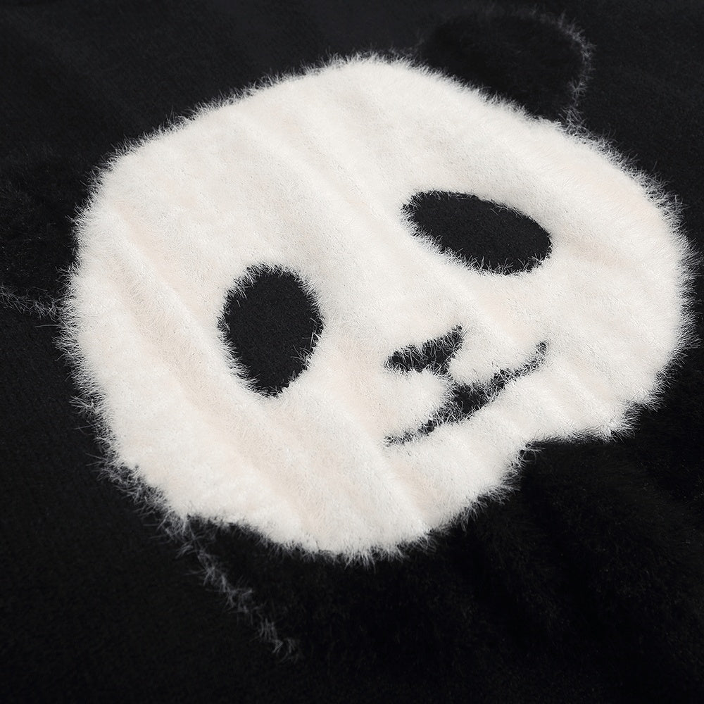Jacquard Panda Print Cotton Sweater – Cozy & Cute Pullover
