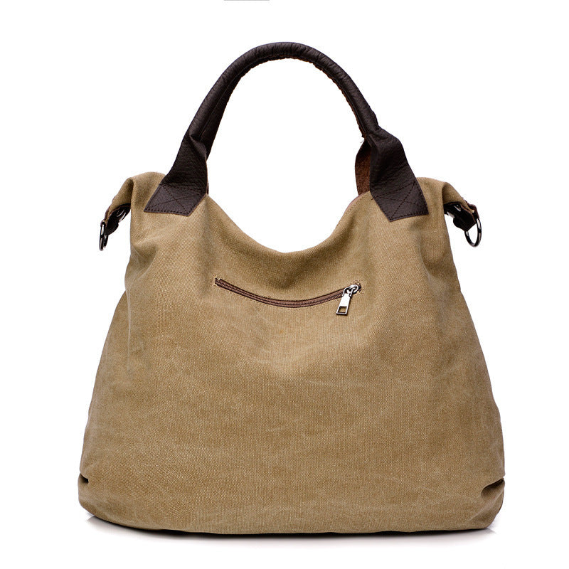 High-End Canvas Commuter Handbag Medium Large Capacity