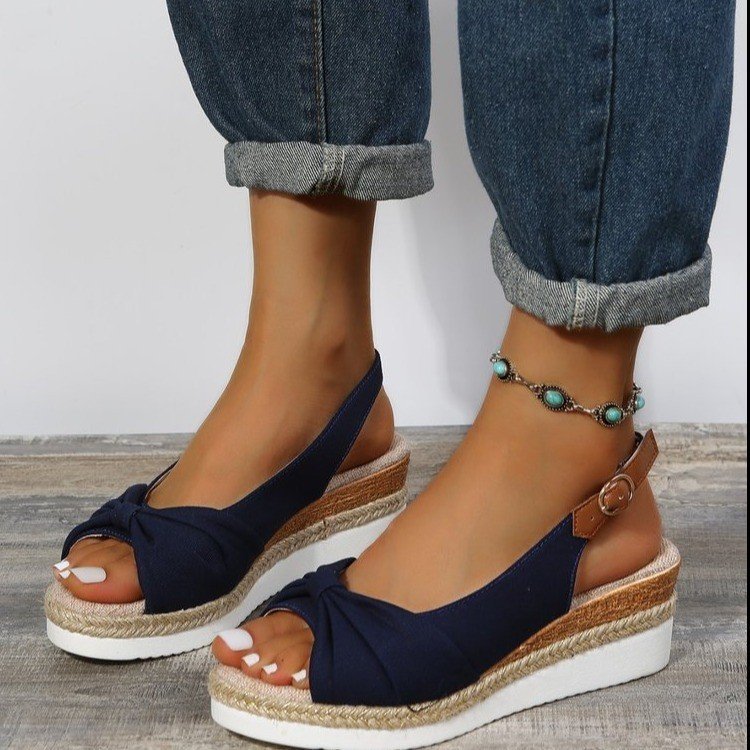 Peep Toe Block Heels Buckle Strap Summer Shoes