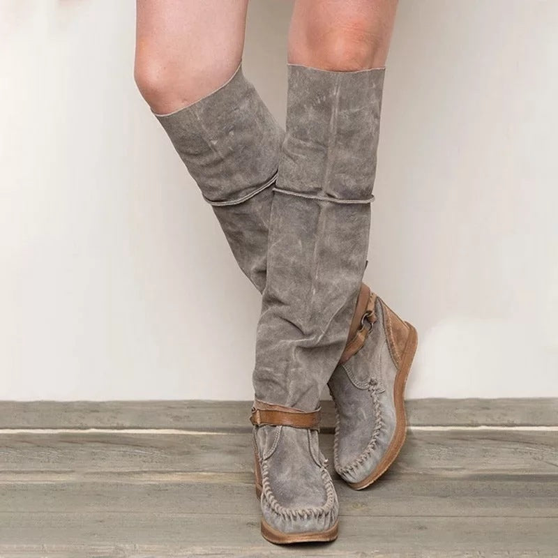 Over-the-Knee Fashion Boots for Women | Low Heel European-American Style Winter Boots