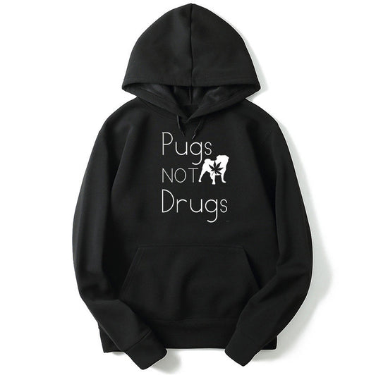 Pugs Not Drugs Printed Graphic Hoodies