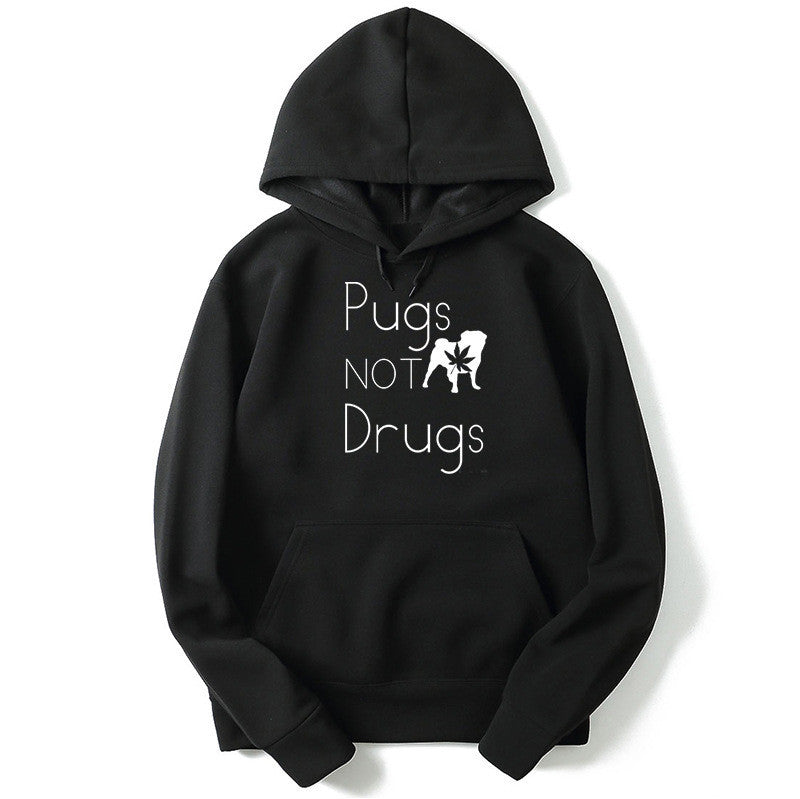 Pugs Not Drugs Printed Graphic Hoodies