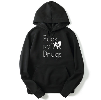Pugs Not Drugs Printed Graphic Hoodies