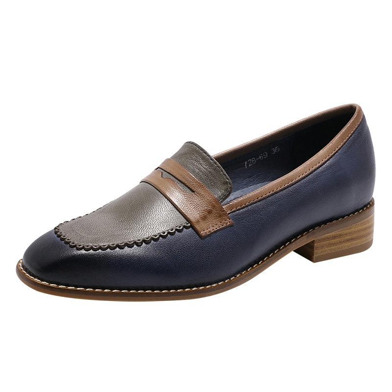 New Womens Soft Leather English Style Loafers Shoes