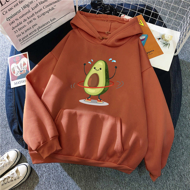 Sporty Cartoon Avocado Hoodie – Cozy, Cute & Quirky!