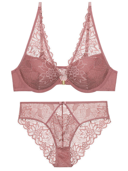 Lace Embroidered Push Up Bra Sexy Deep V Style