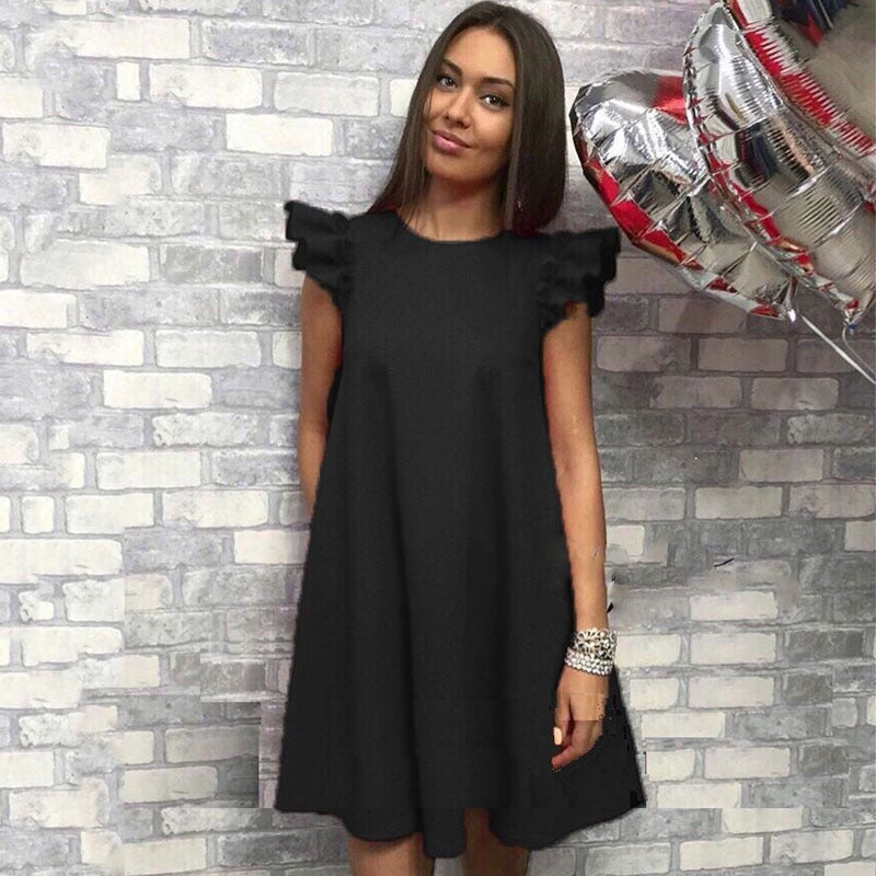 Flared Sleeve Round Neck Elegant Mini Dress