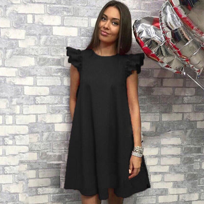 Flared Sleeve Round Neck Elegant Mini Dress