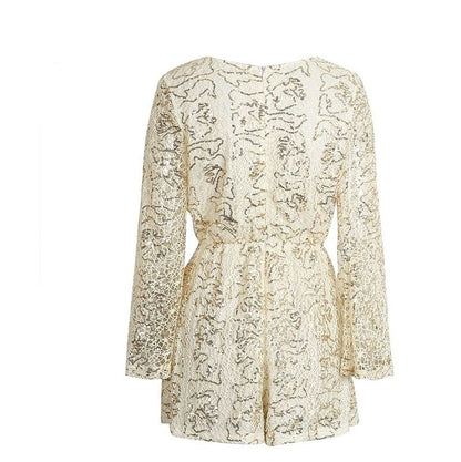 Lace V-Neck Short Romper for Women – Elegant Party & Night-Out Outfit