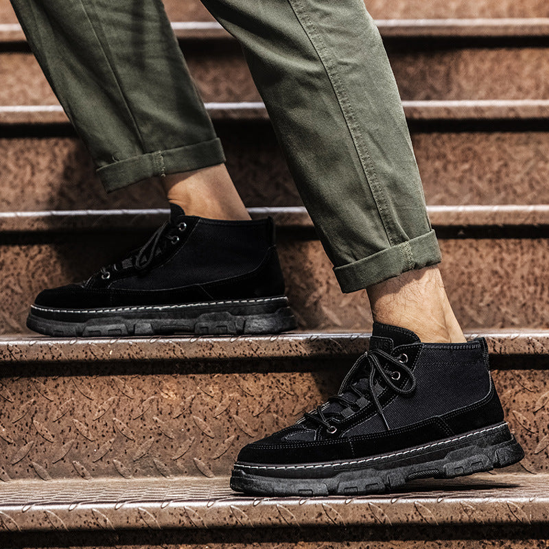 Platform Martin Boots for Men – Comfortable Mid-Tube Casual Footwear with Rubber Sole