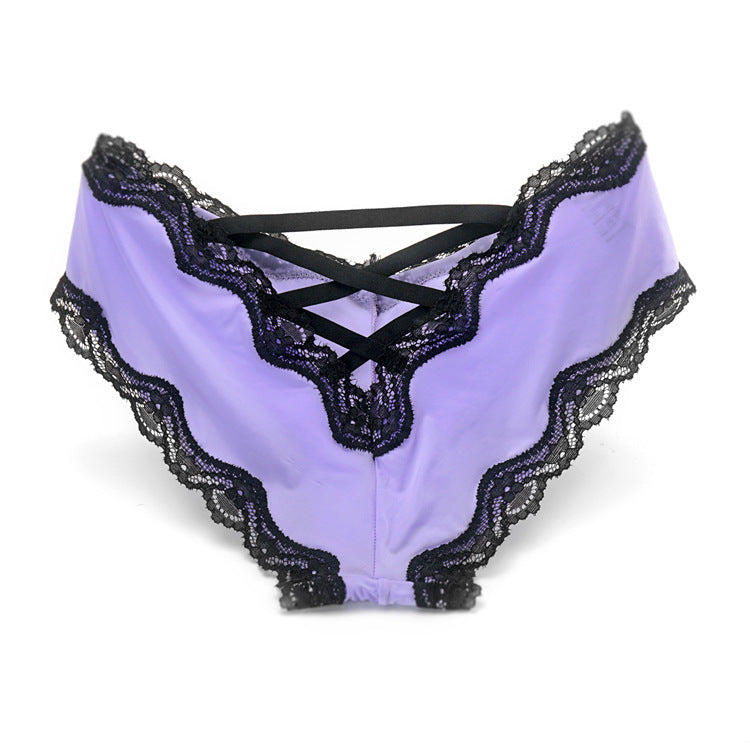 Ice Silk Lace Panties – Low-Waist Seamless Briefs with Hip-Lifting, Tummy-Smoothing & Breathable Comfort