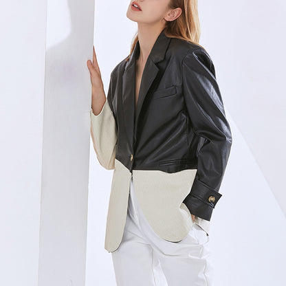 Loose-Fit PU Leather Suit Jacket – Jackets for Women & Street Style Outfits