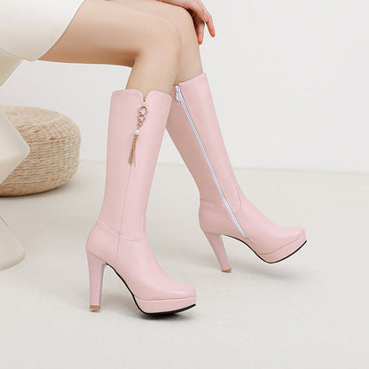 Womens New Elegant Thin Heel Winter Shoes
