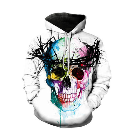 Alphabet Blast Skull Printed Casual Hoodies