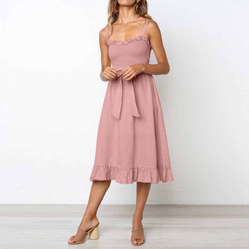 Sleeveless Strapless Ruffle Style Bow Tie Chest Sexy Mini Dress