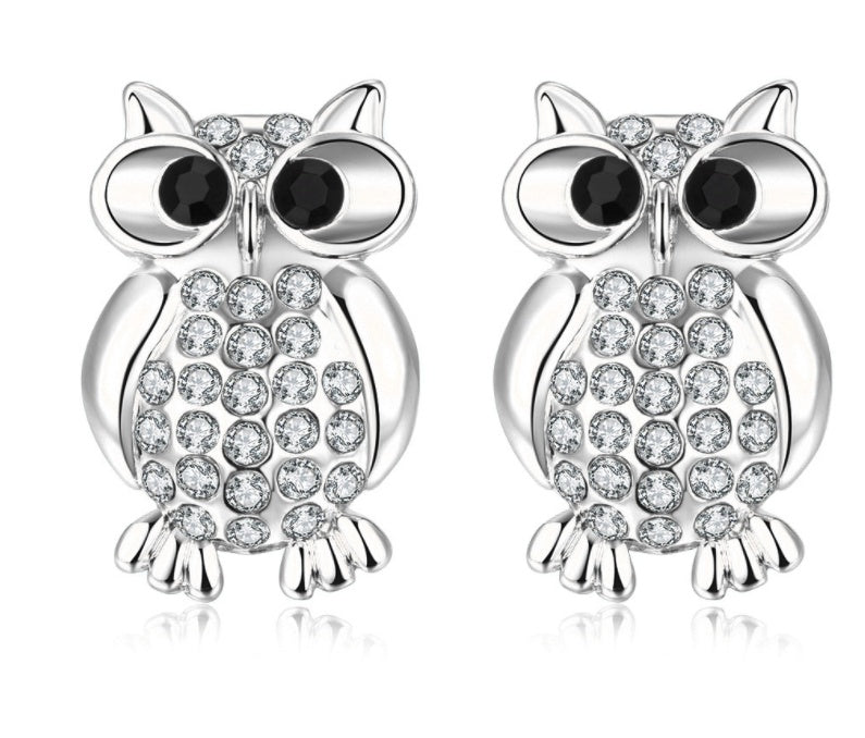 Earrings Crystal Owl Stud Rose Gold Elegant Jewelry Trend 2025