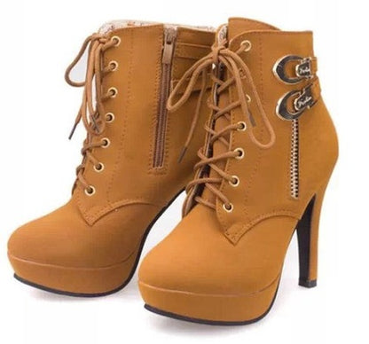 Platform Stiletto Boots for Women – Elegant 10cm Heel with Warm Velvet Lining