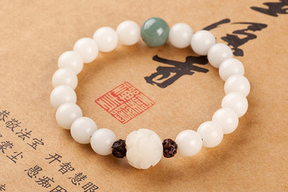 Natural White Jade Bodhi Bracelets – Beaded Bracelets for Mindfulness & Everyday Wear