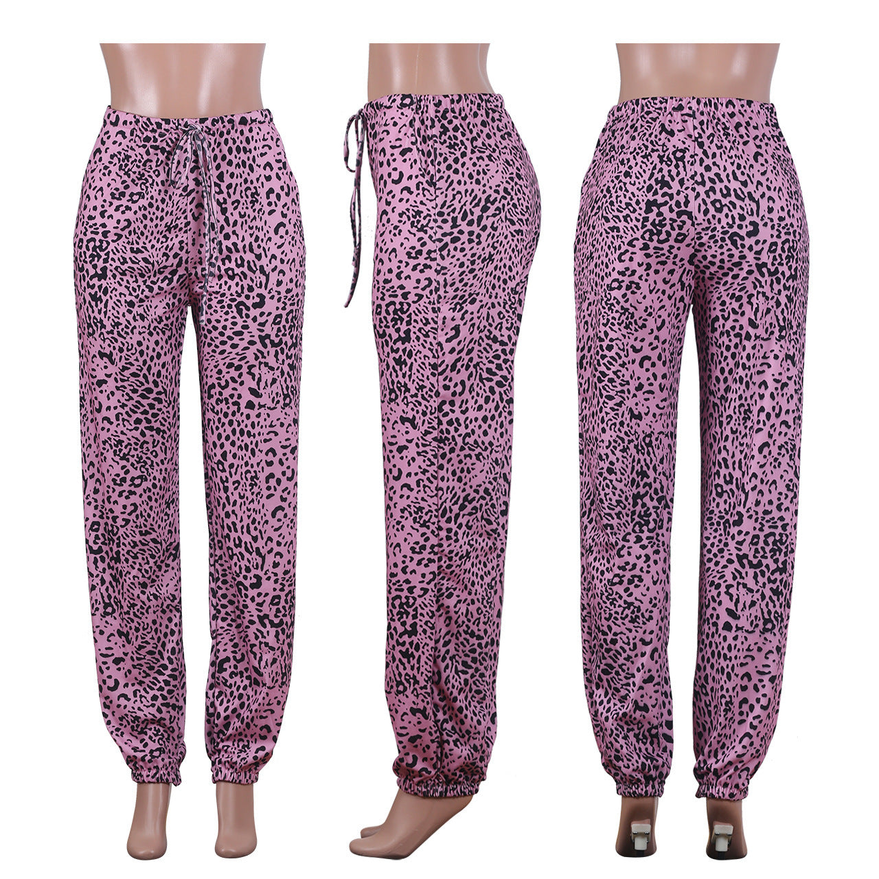 Square Neck Sleeveless Crop Leopard Pant Two Piece Women Outfit Sets