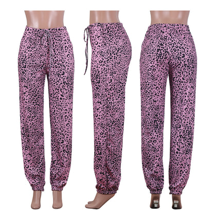 Square Neck Sleeveless Crop Leopard Pant Two Piece Women Outfit Sets