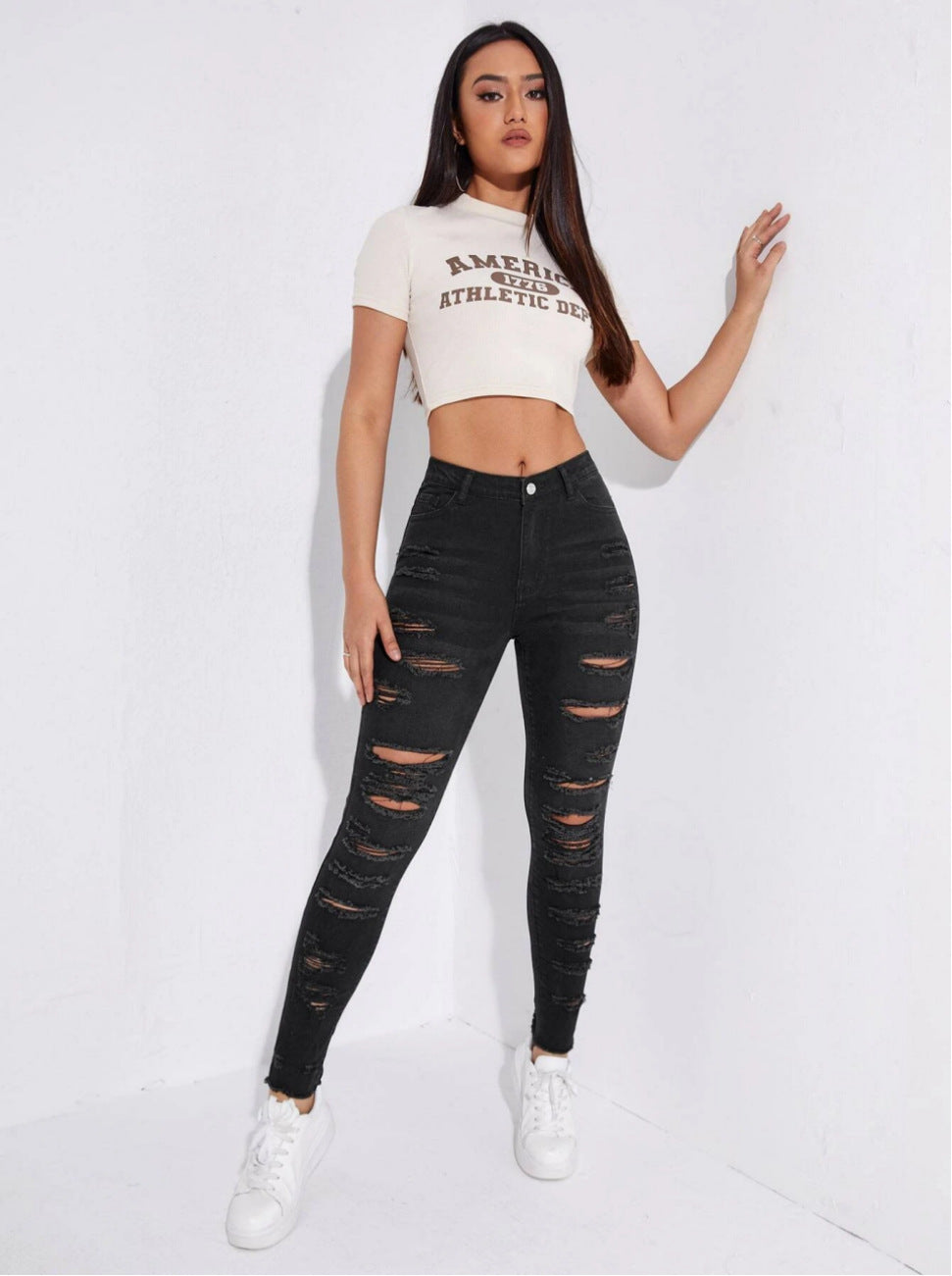 All-Match High-Waist Skinny Denim Trousers – Flattering Full-Length Jeans