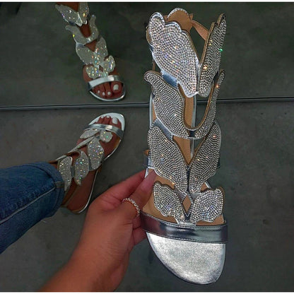 Butterfly Wing Buckle Closure Gladiator Style Women Flat Summer Sandals