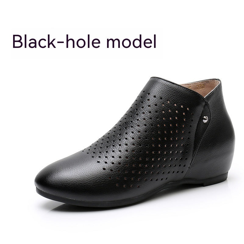 Back Zipper Closure Elegant Brushed Leather Summer Shoes For Women