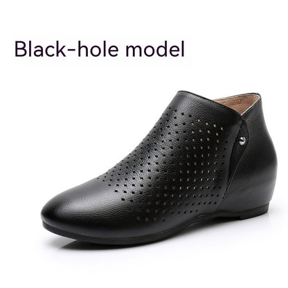 Back Zipper Closure Elegant Brushed Leather Summer Shoes For Women