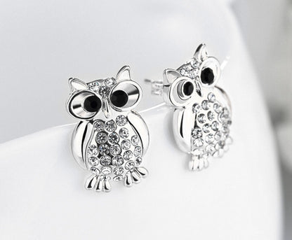 Earrings Crystal Owl Stud Rose Gold Elegant Jewelry Trend 2025
