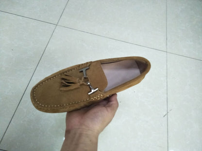 Genuine Leather Sheepskin Tassel Design Women Loafers