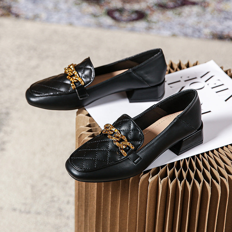 Womens Low Square Heel Flat Sole Pretty Elegant Shoes