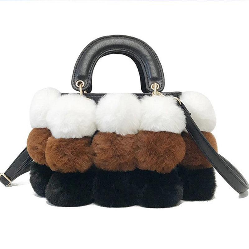 Korean-Style Plush Shoulder Bag Medium Messenger Winter