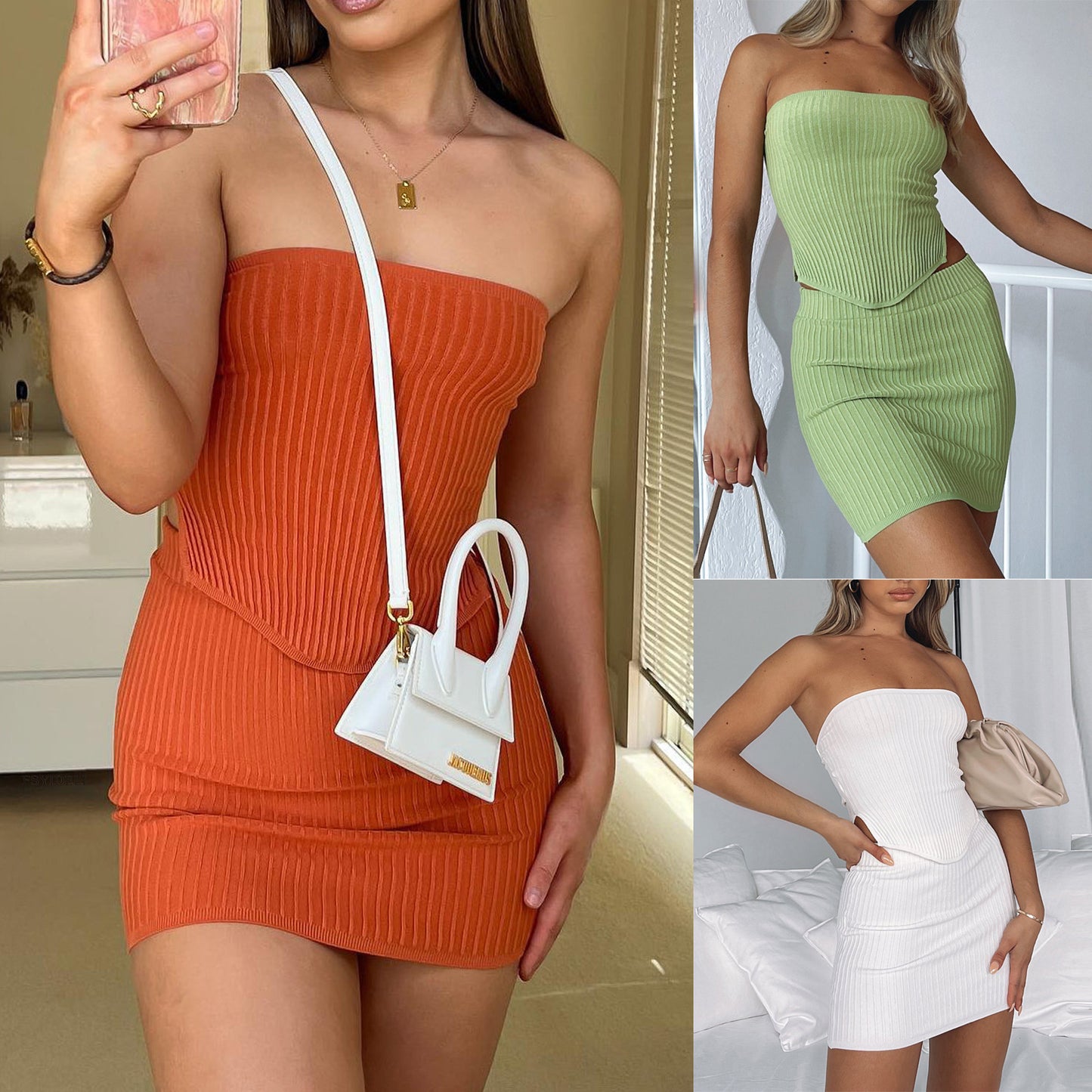Crop Top & Bodycon Mini Skirt Two-Piece Outfit Set | Sexy Summer Vibes Style 2025