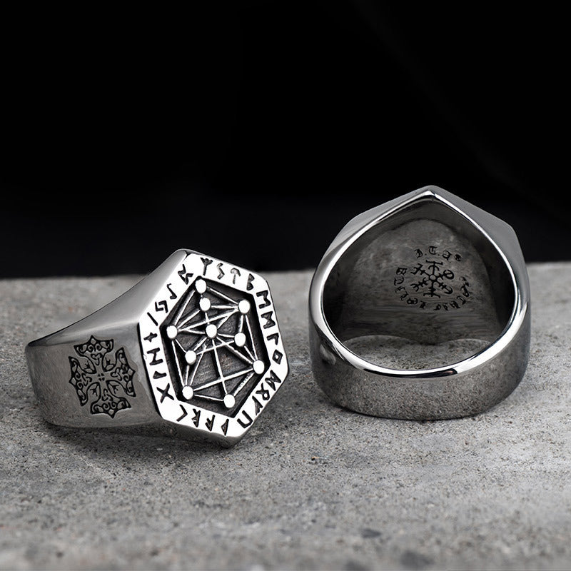 Mysterious Angel Of Life Seal Adjustable Rings For Men