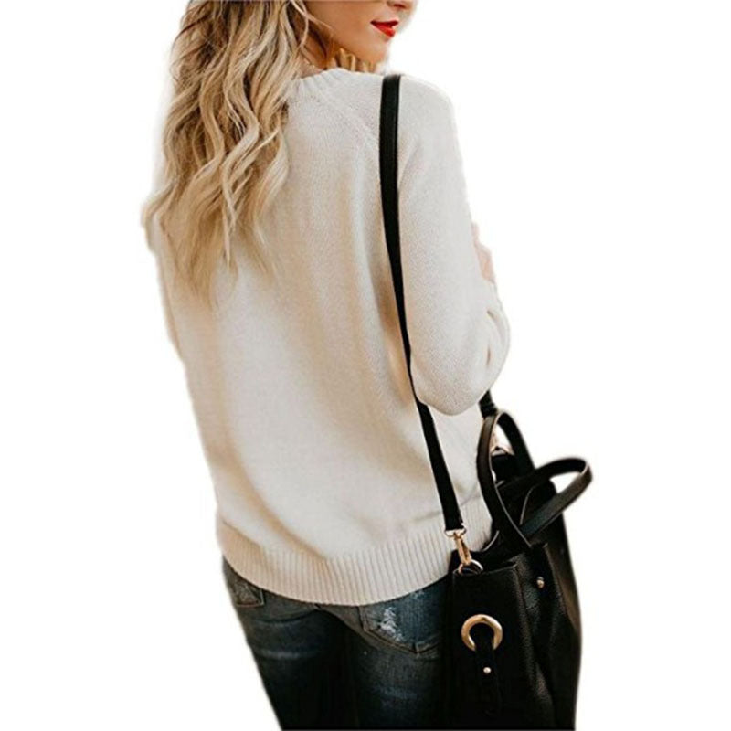 Women's Autumn & Winter Heart Pattern Pullover – Casual O-Neck Loose Knit Sweater