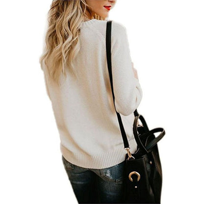 Women's Autumn & Winter Heart Pattern Pullover – Casual O-Neck Loose Knit Sweater